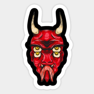 Demon Head Devil Illustration Mask Horns Sticker